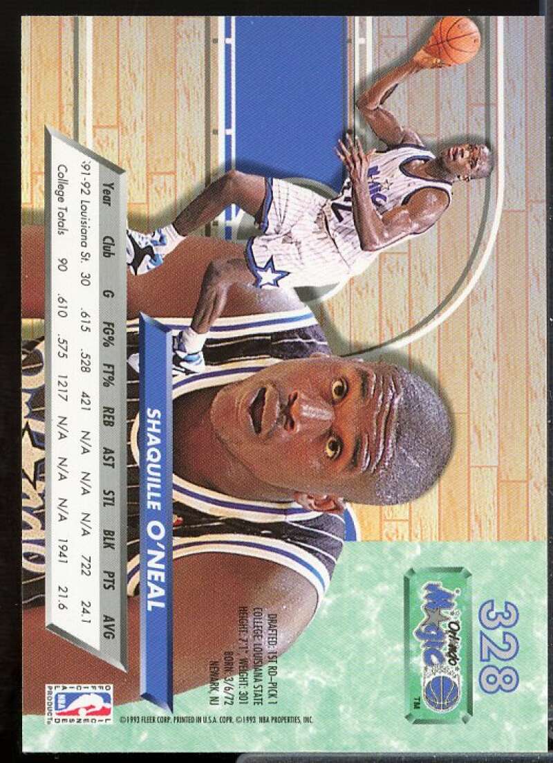 Shaquille O'Neal Rookie Card 1992-93 Ultra #328  Image 2