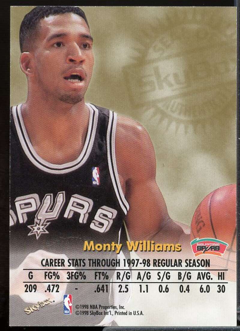 Monty Williams Card 1998-99 SkyBox Premium Autographics #137  Image 2