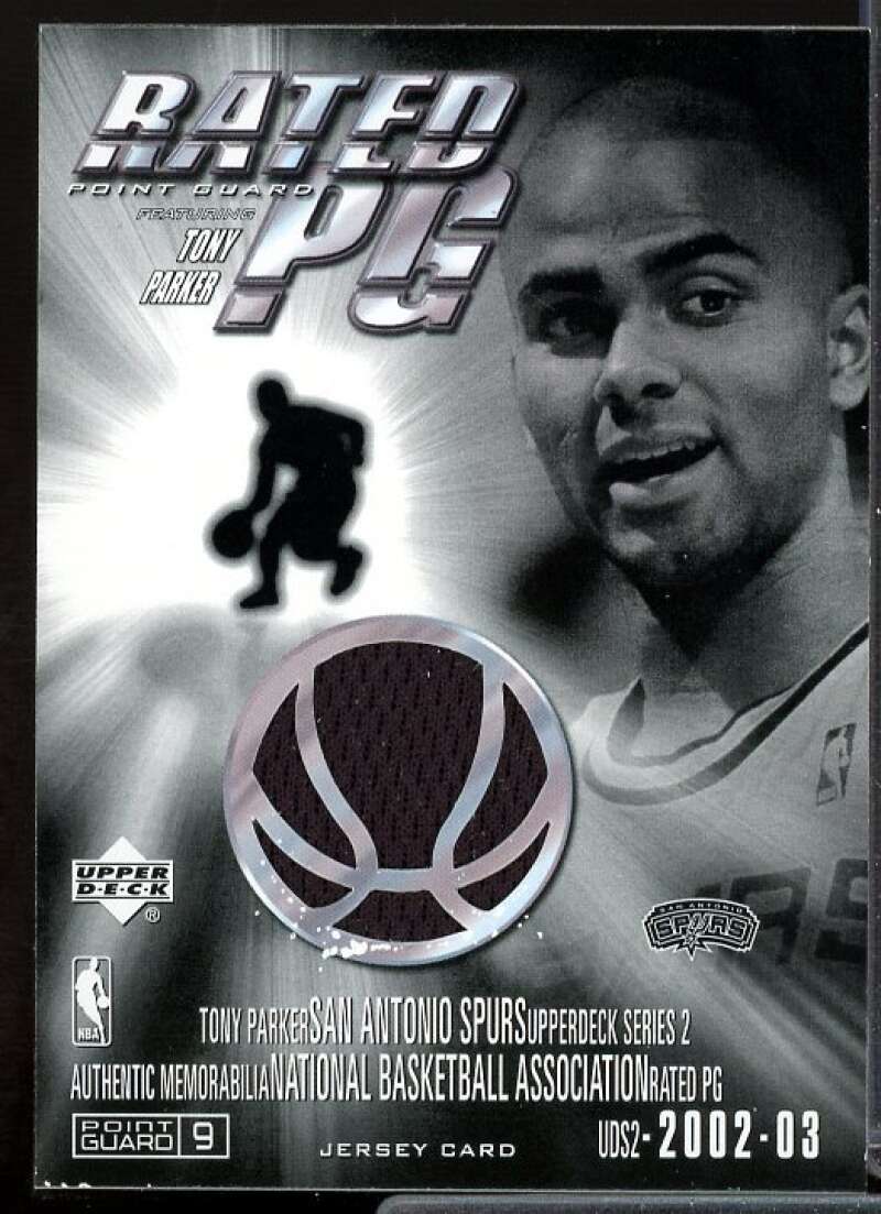 Tony Parker Card 2002-03 Upper Deck Rated PG Jerseys #PGTP  Image 1