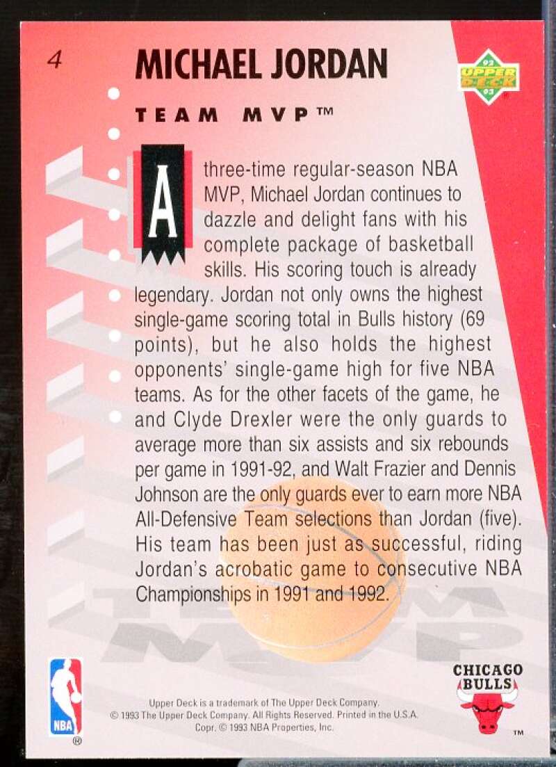 Michael Jordan Card 1992-93 Upper Deck MVP Holograms #4  Image 2