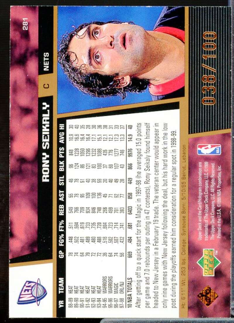 Rony Seikaly Card 1998-99 Upper Deck Bronze #281  Image 2