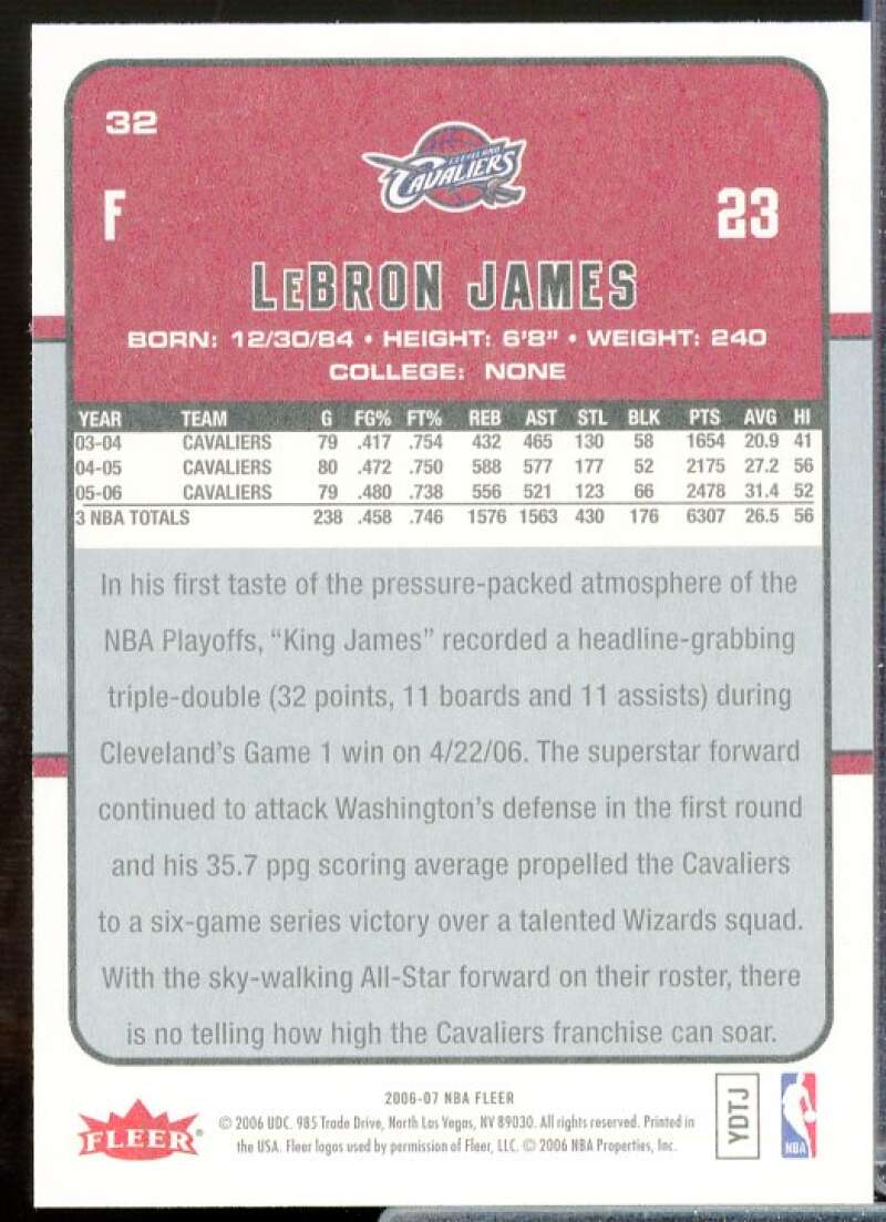 LeBron James Card 2006-07 Fleer #32  Image 2