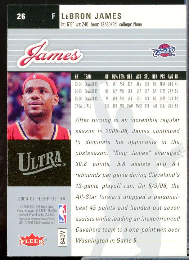 LeBron James Card 2006-07 Ultra #26  Image 2