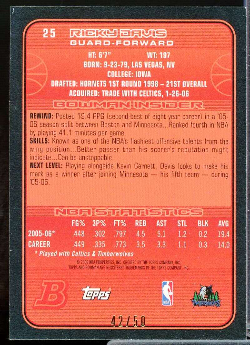 Ricky Davis Card 2006-07 Bowman Bronze #25  Image 2