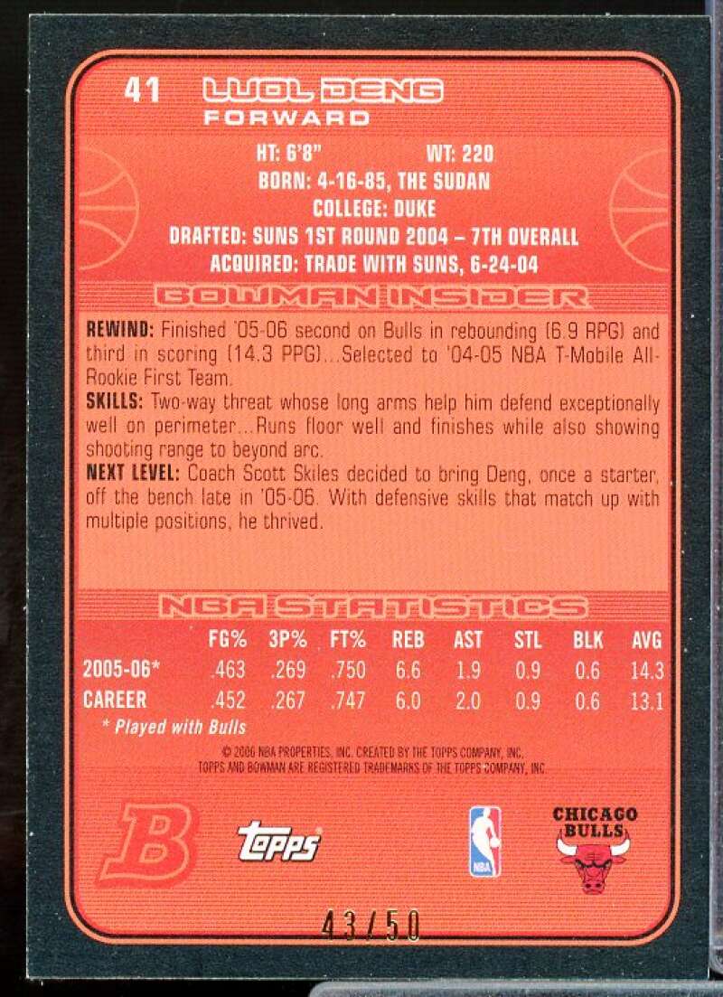 Luol Deng Card 2006-07 Bowman Bronze #41  Image 2