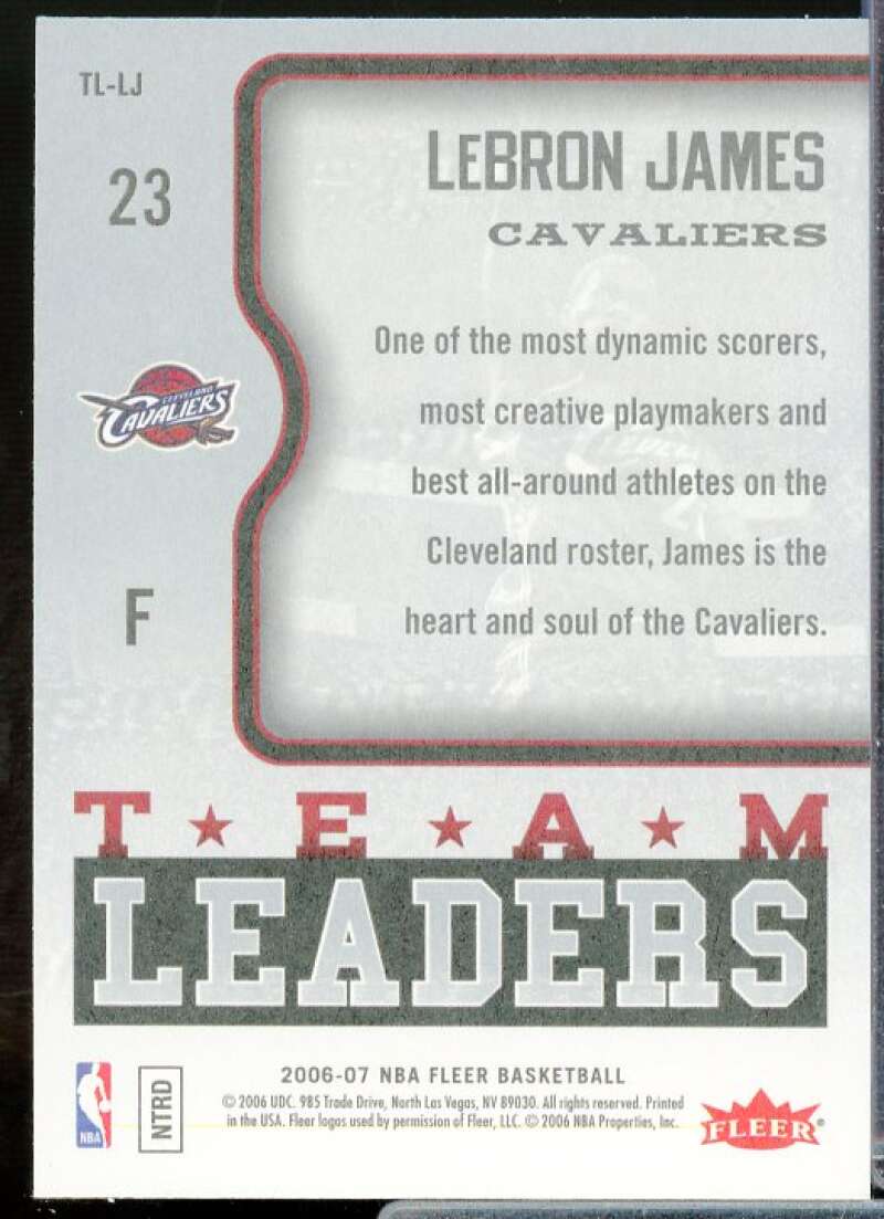 LeBron James Card 2006-07 Fleer Team Leaders #LJ  Image 2