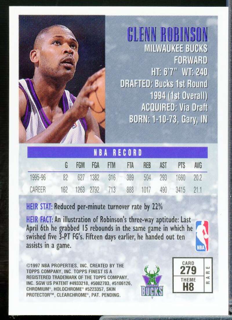 Glenn Robinson G Card 1996-97 Finest #279  Image 2