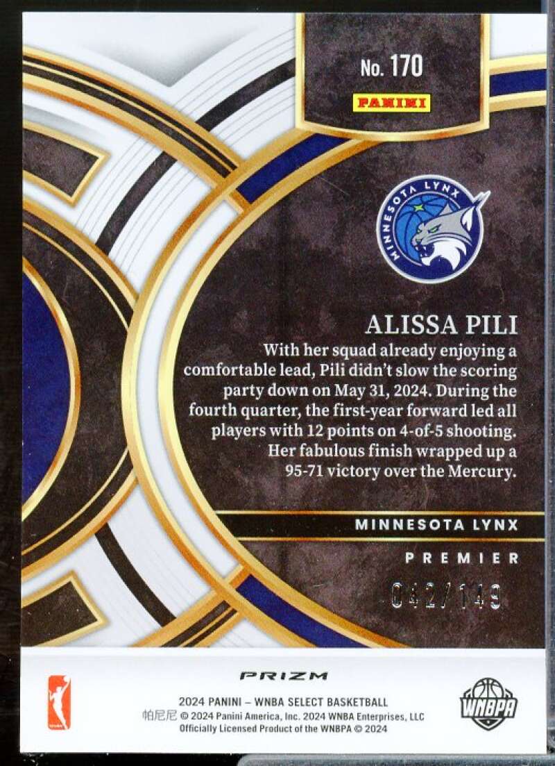 Alissa Pili Rookie Card 2024 Select WNBA Purple Prizms #170  Image 2