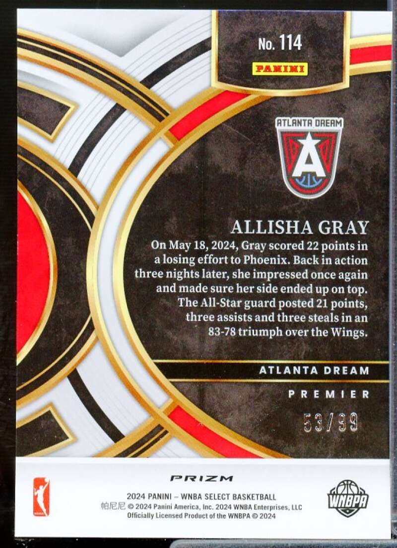 Allisha Gray Card 2024 Select WNBA Pink and Purple Prizms #114  Image 2