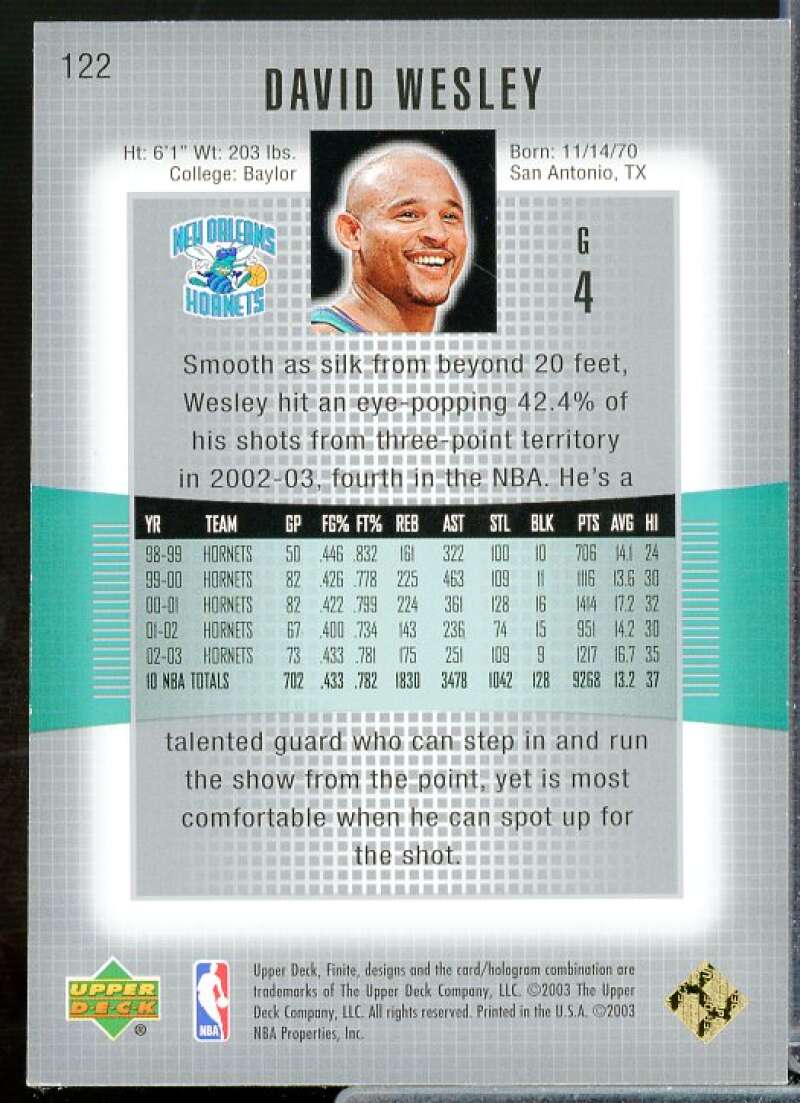 David Wesley Card 2003-04 Upper Deck Finite Gold #122  Image 2