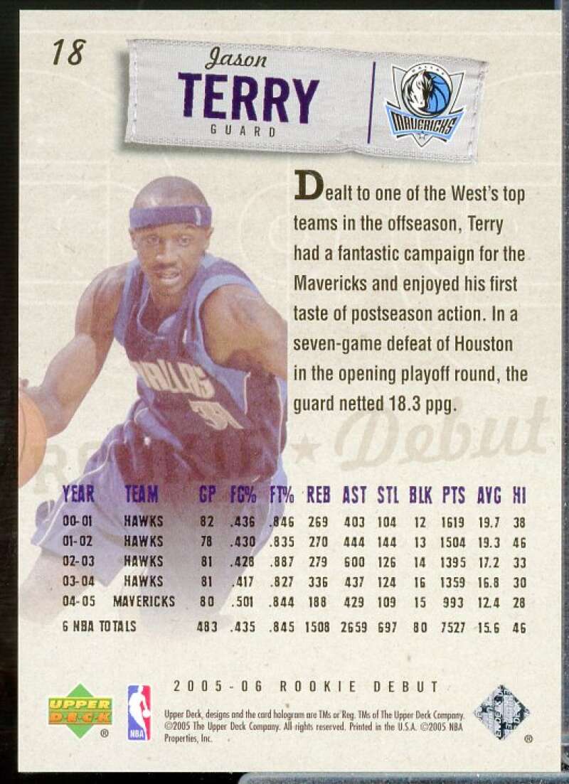 Jason Terry Card 2005-06 Upper Deck Rookie Debut Silver #18  Image 2