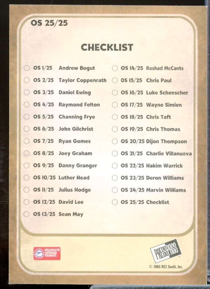 Chris Paul CL Rookie Card 2005 Press Pass Old School #25  Image 2