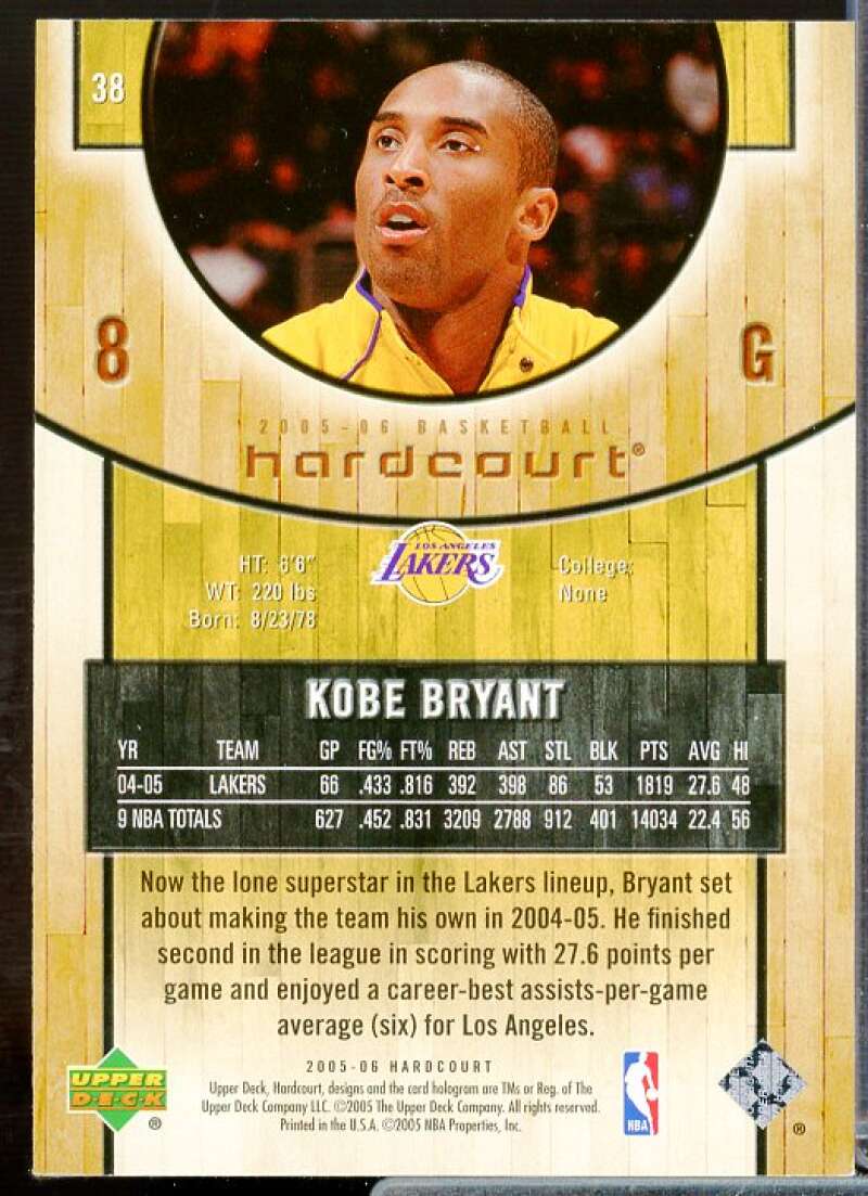 Kobe Bryant Card 2005-06 Upper Deck Hardcourt #38  Image 2