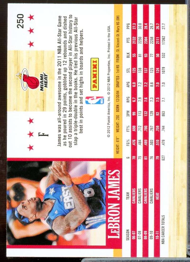 LeBron James Card 2011-12 Hoops #250  Image 2