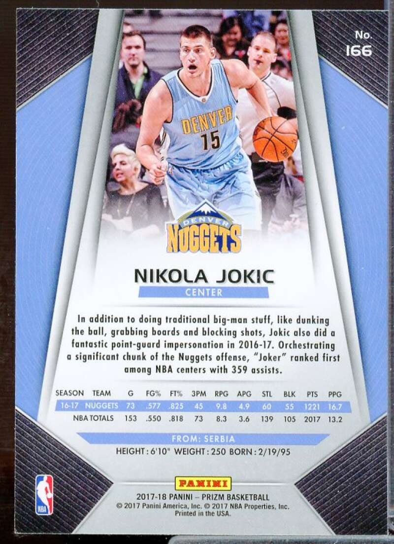Nikola Jokic Card 2017-18 Panini Prizm #166  Image 2