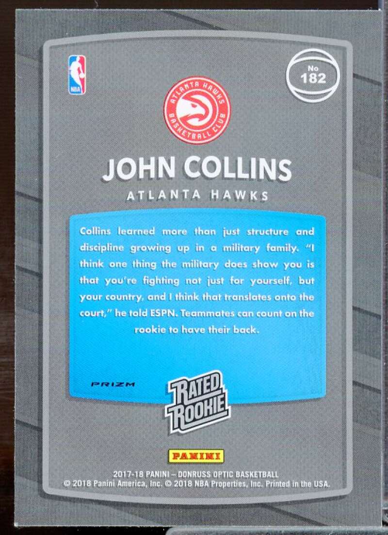 John Collins RR Rookie Card 2017-18 Donruss Optic Blue Velocity #182  Image 2