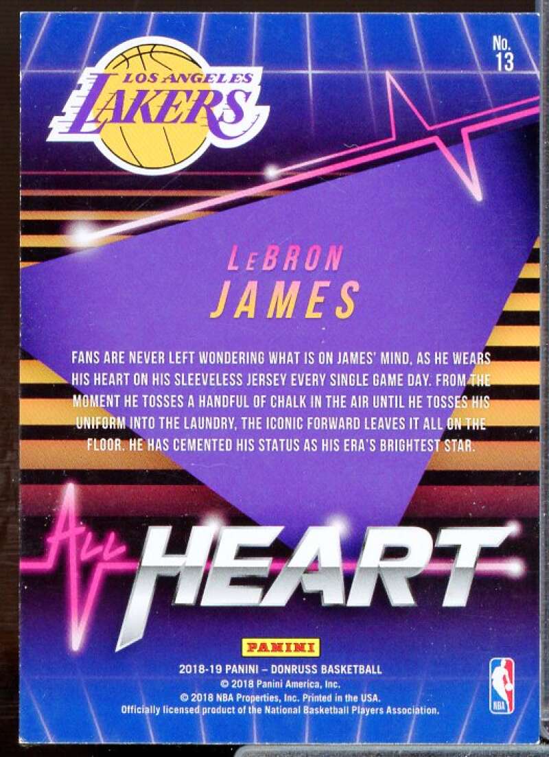 LeBron James Card 2018-19 Donruss All Heart #13  Image 2
