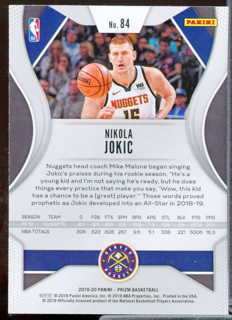 Nikola Jokic Card 2019-20 Panini Prizm #84  Image 2