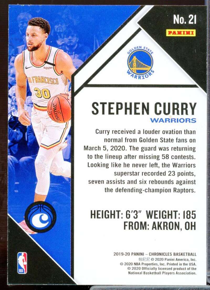 Stephen Curry Card 2019-20 Panini Chronicles Pink #21  Image 2