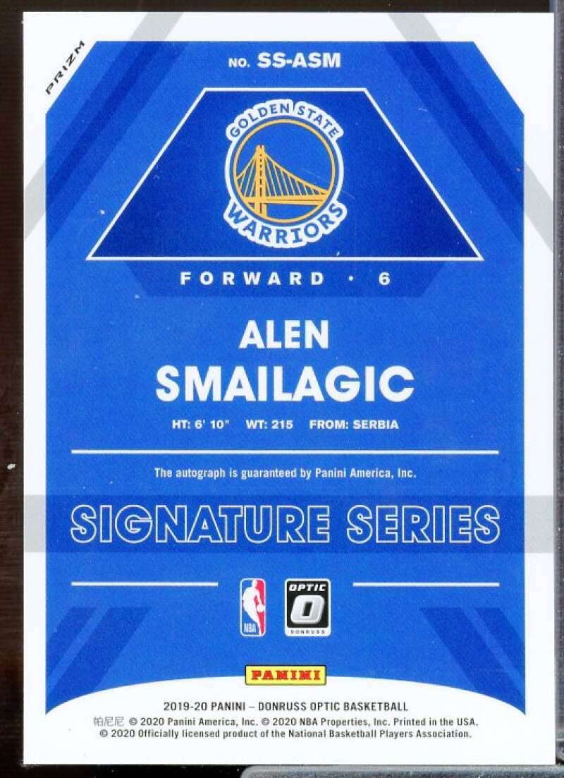 Alen Smailagic Card 2019-20 Donruss Optic Signature Series Purple #53  Image 2
