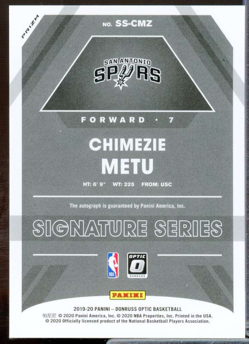 Chimezie Metu Card 2019-20 Donruss Optic Signature Series Purple #18  Image 2