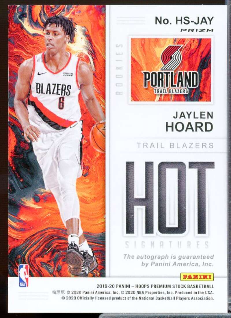 Jaylen Hoard Rookie Card 2019-20 Hoops Premium Stock Hot Signatures Rookies #3  Image 2