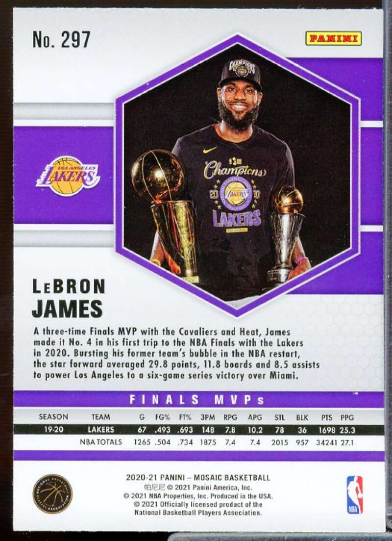 LeBron James Card 2020-21 Panini Mosaic #297  Image 2