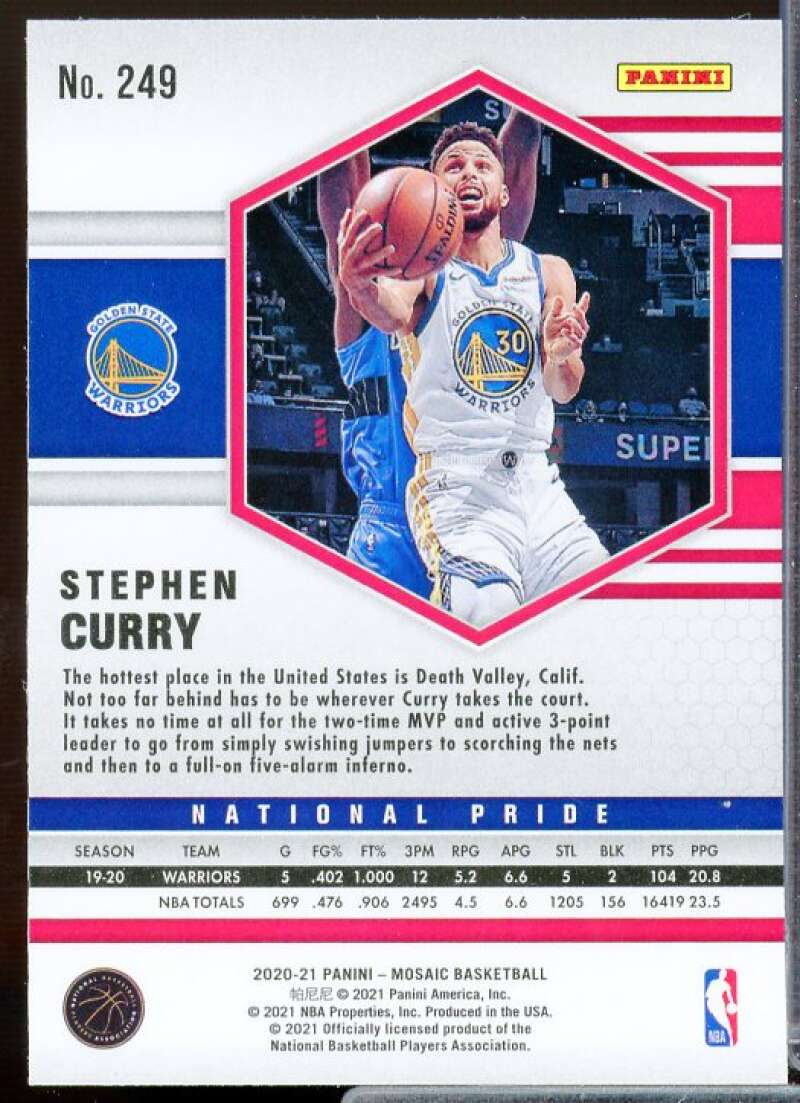 Stephen Curry Card 2020-21 Panini Mosaic #249  Image 2