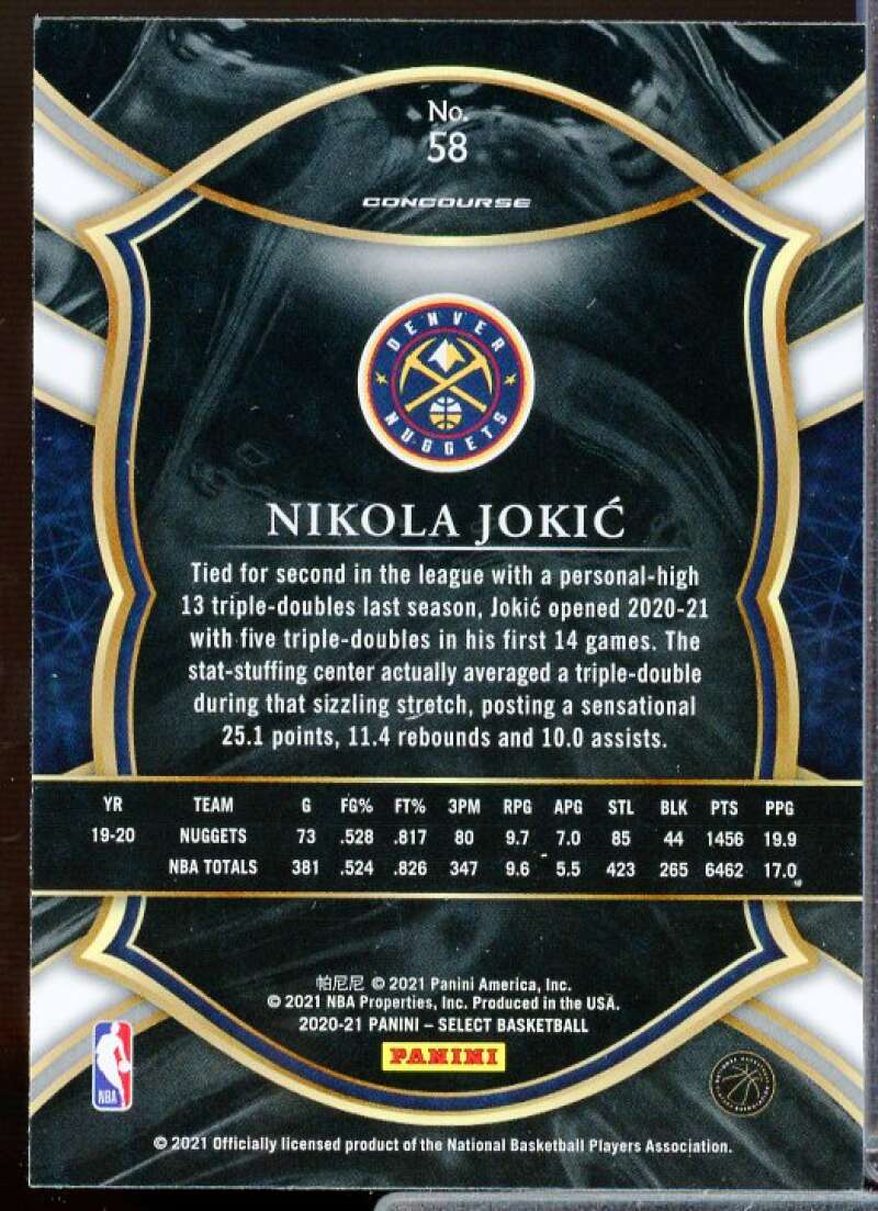 Nikola Jokic Card 2020-21 Select Blue Retail #58  Image 2