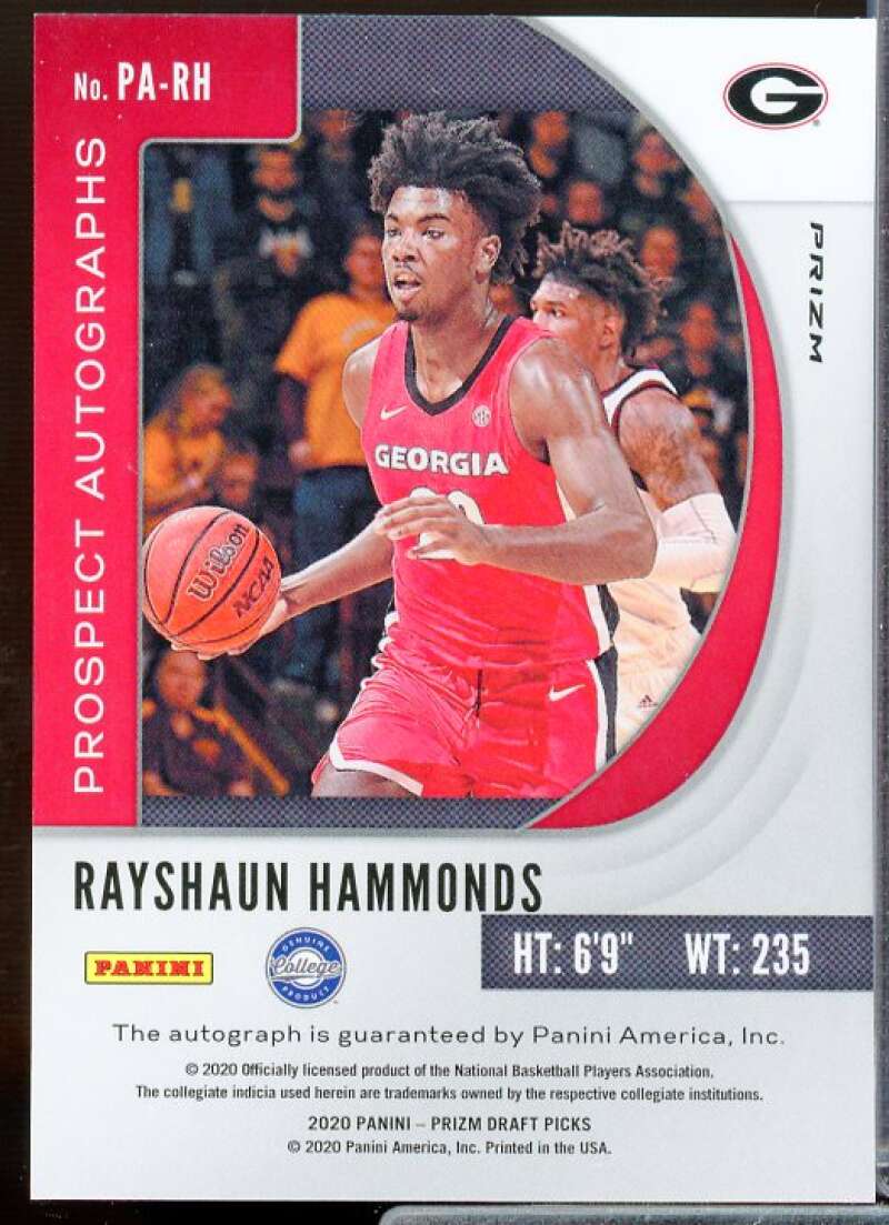 Rayshaun Hammonds Rookie Card 2020 Prizm Draft Picks Prospect AU Pink Ice #54  Image 2