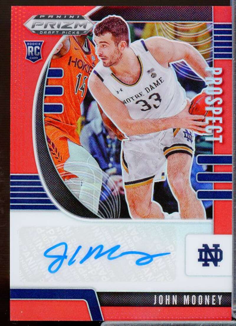 John Mooney Rookie Card 2020 Prizm Draft Picks Prospect Autographs Red #73  Image 1