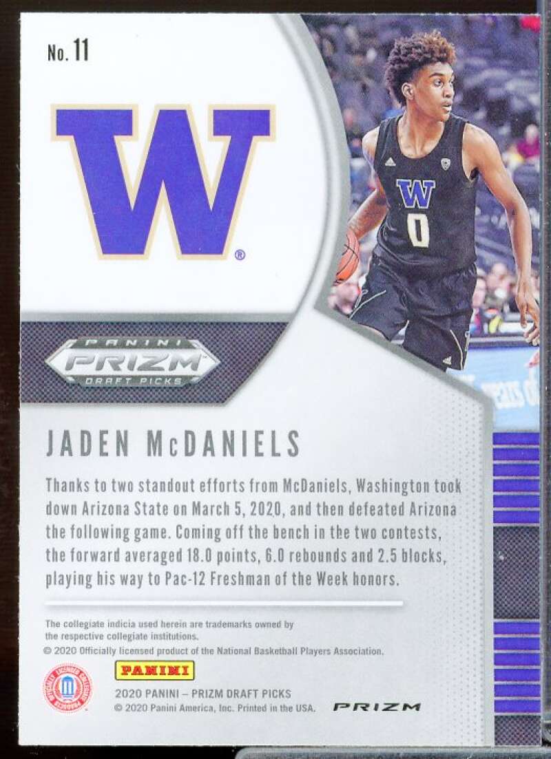 Jaden McDaniels Rookie 2020-21 Panini Prizm Draft Picks Prizms Fast Break #11  Image 2