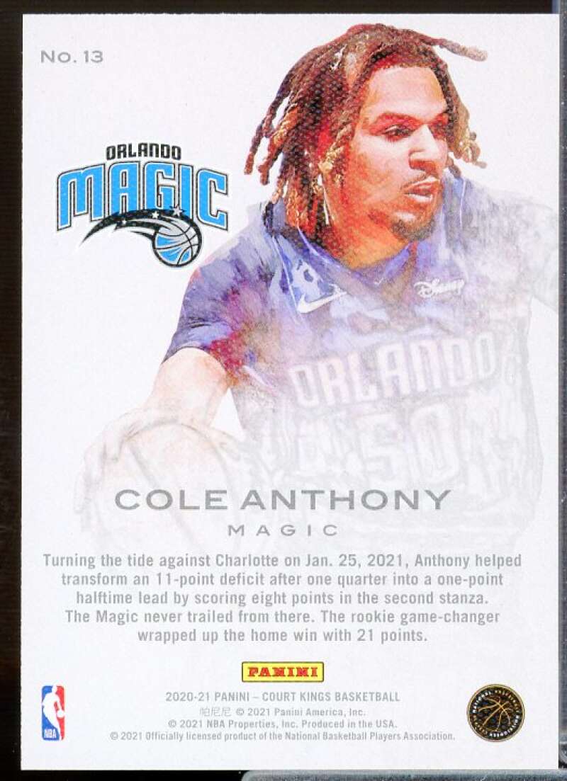 Cole Anthony Rookie Card 2020-21 Court Kings Works in Progress #13  Image 2