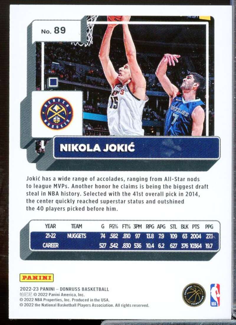 Nikola Jokic Card 2022-23 Donruss #89  Image 2