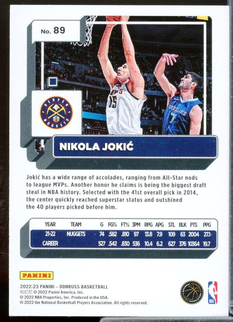 Nikola Jokic Card 2022-23 Donruss #89  Image 2