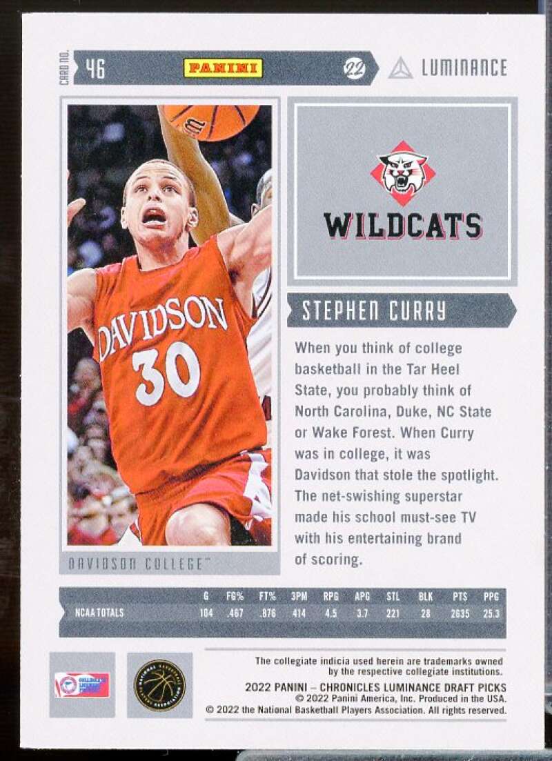 Stephen Curry Card 2022-23 Panini Chronicles Draft Picks Luminance Pink #46  Image 2