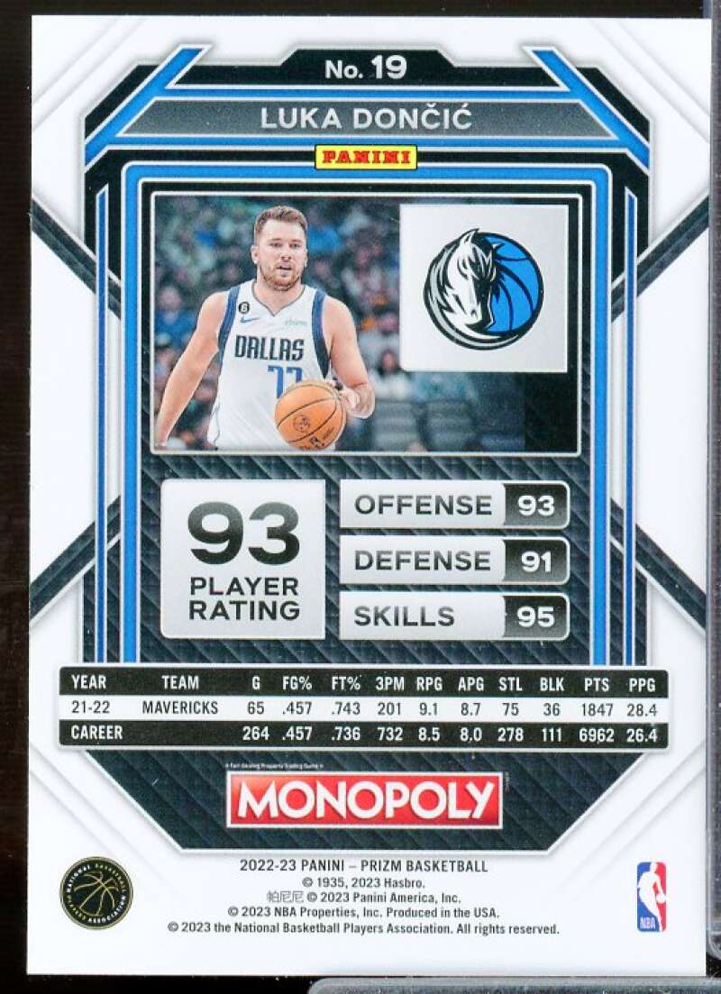 Luka Doncic Card 2022-23 Panini Prizm Monopoly #19  Image 2