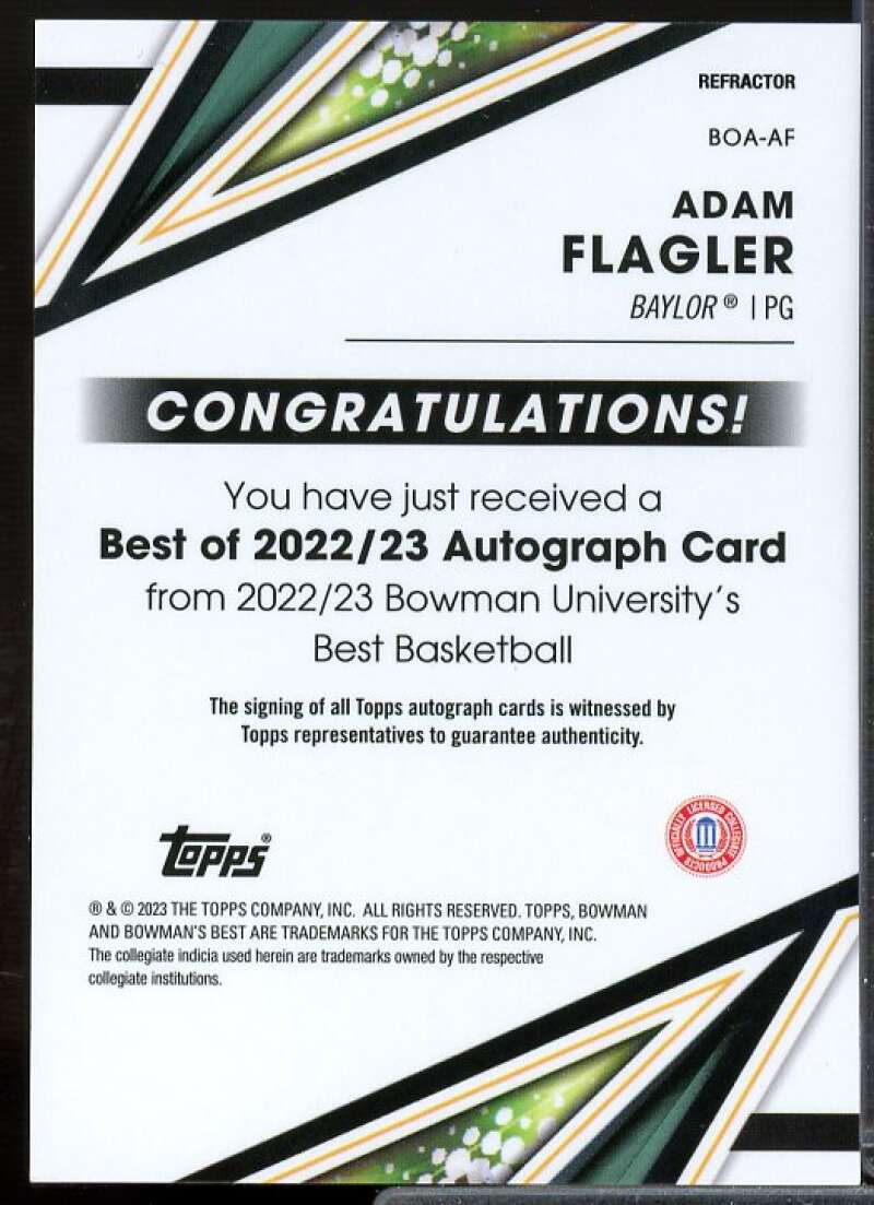 Adam Flagler 2022-23 Bowman's Best University Best of '22 Autographs #BOAAF  Image 2