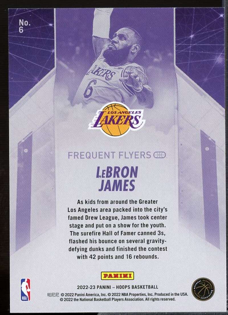 LeBron James Card 2022-23 Hoops Frequent Flyers #6  Image 2
