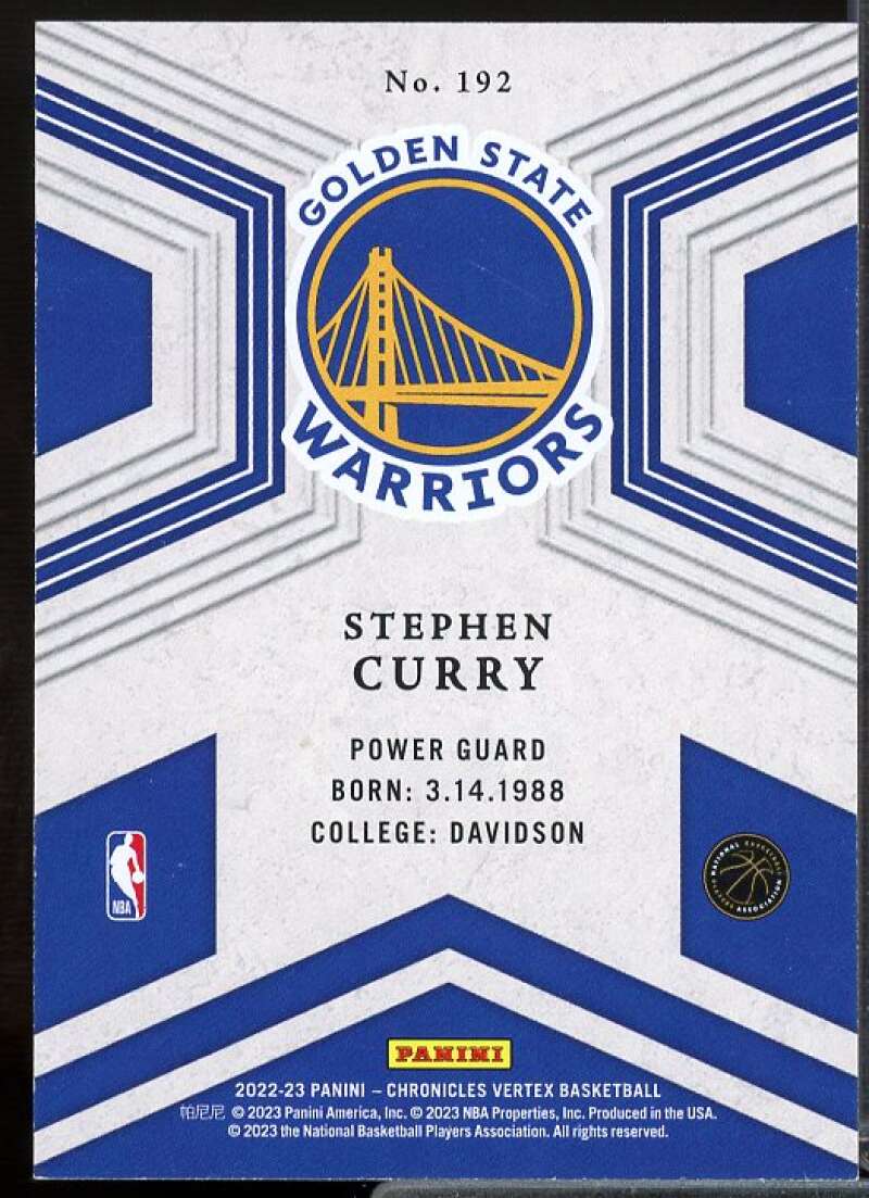 Stephen Curry/Vertex Card 2022-23 Panini Chronicles #192  Image 2