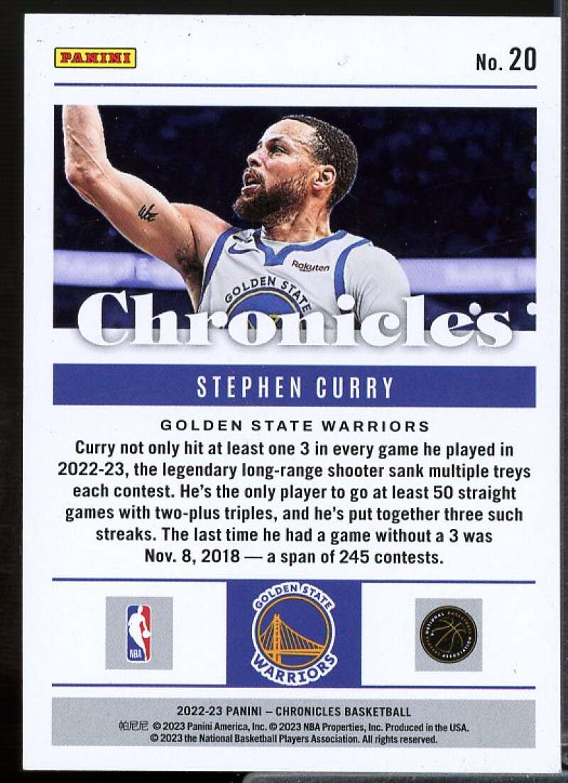 Stephen Curry Card 2022-23 Panini Chronicles Pink #20  Image 2