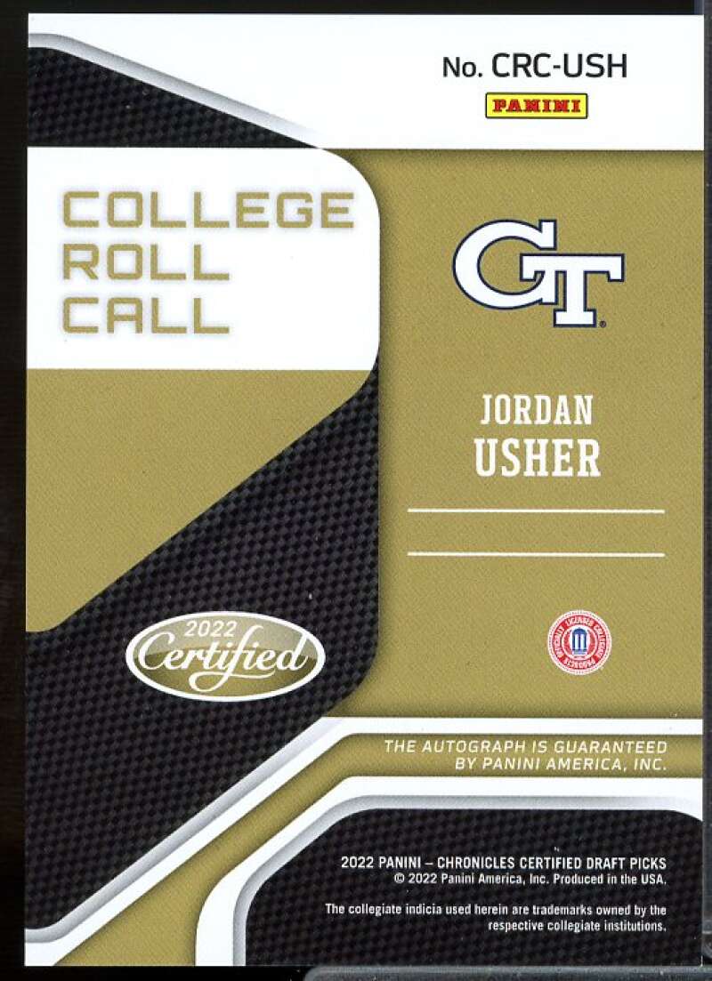 Jordan Usher 2022 Panini Chronicles Draft Picks College Roll Call Autograph #18  Image 2