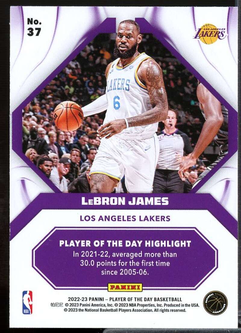 LeBron James Card 2022-23 Panini Player of the Day #37  Image 2