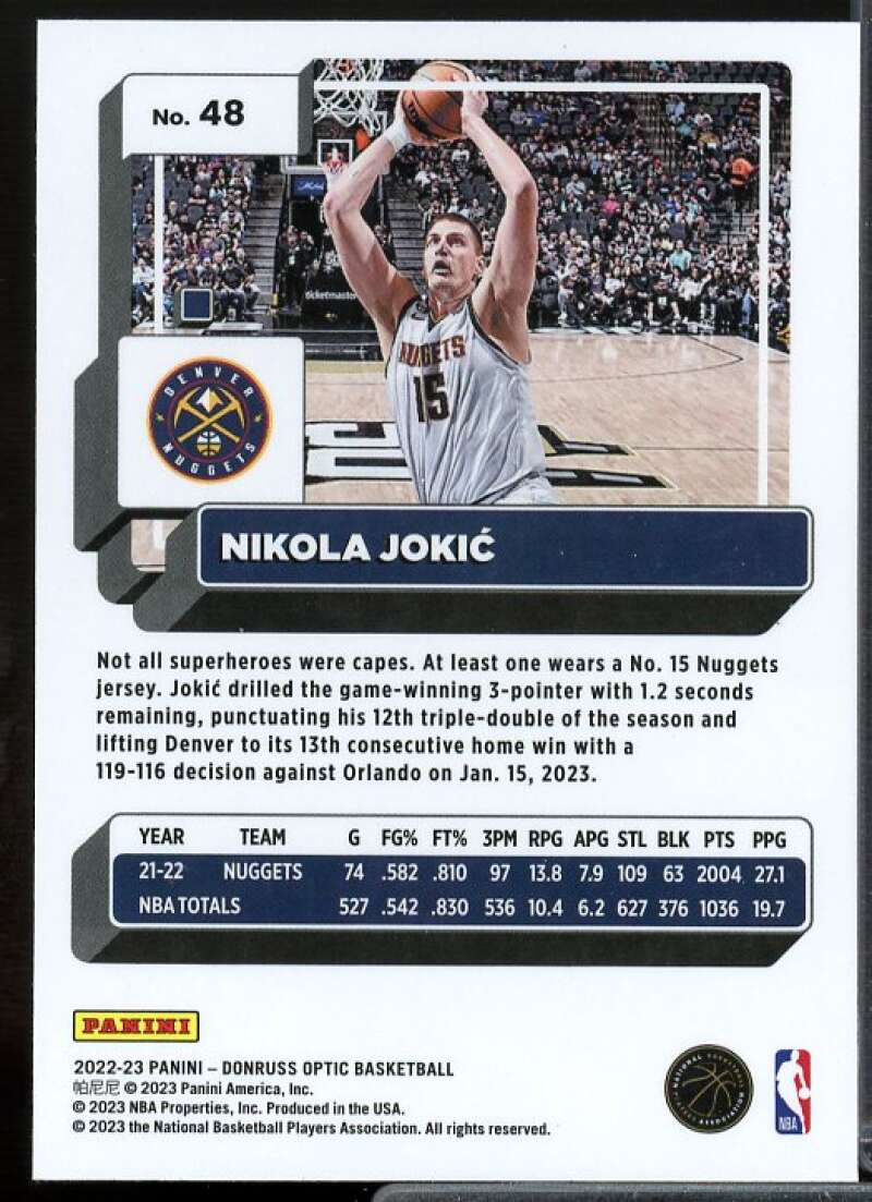 Nikola Jokic Card 2022-23 Donruss Optic #48  Image 2