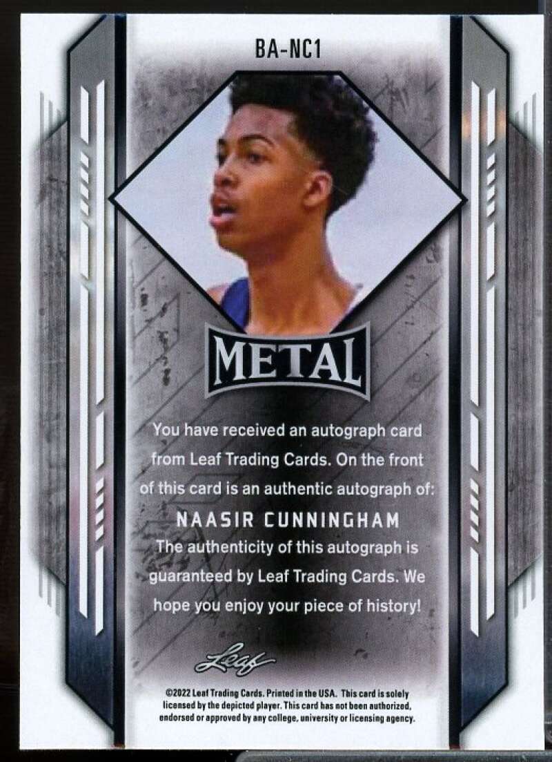 Naasir Cunningham Rookie Card 2021-22 Leaf Metal Silver Crystal #BANC1  Image 2