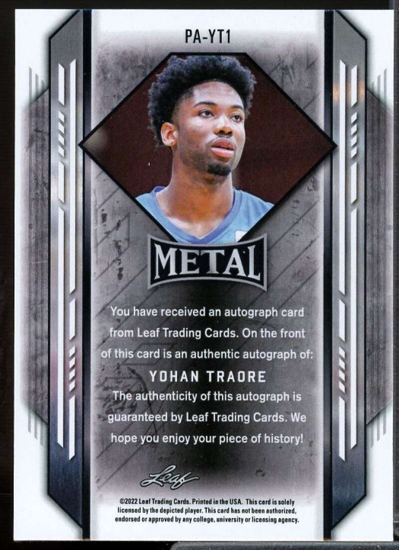 Yohan Traore Card 2021-22 Leaf Metal Portrait Silver Crystal #PAYT1  Image 2