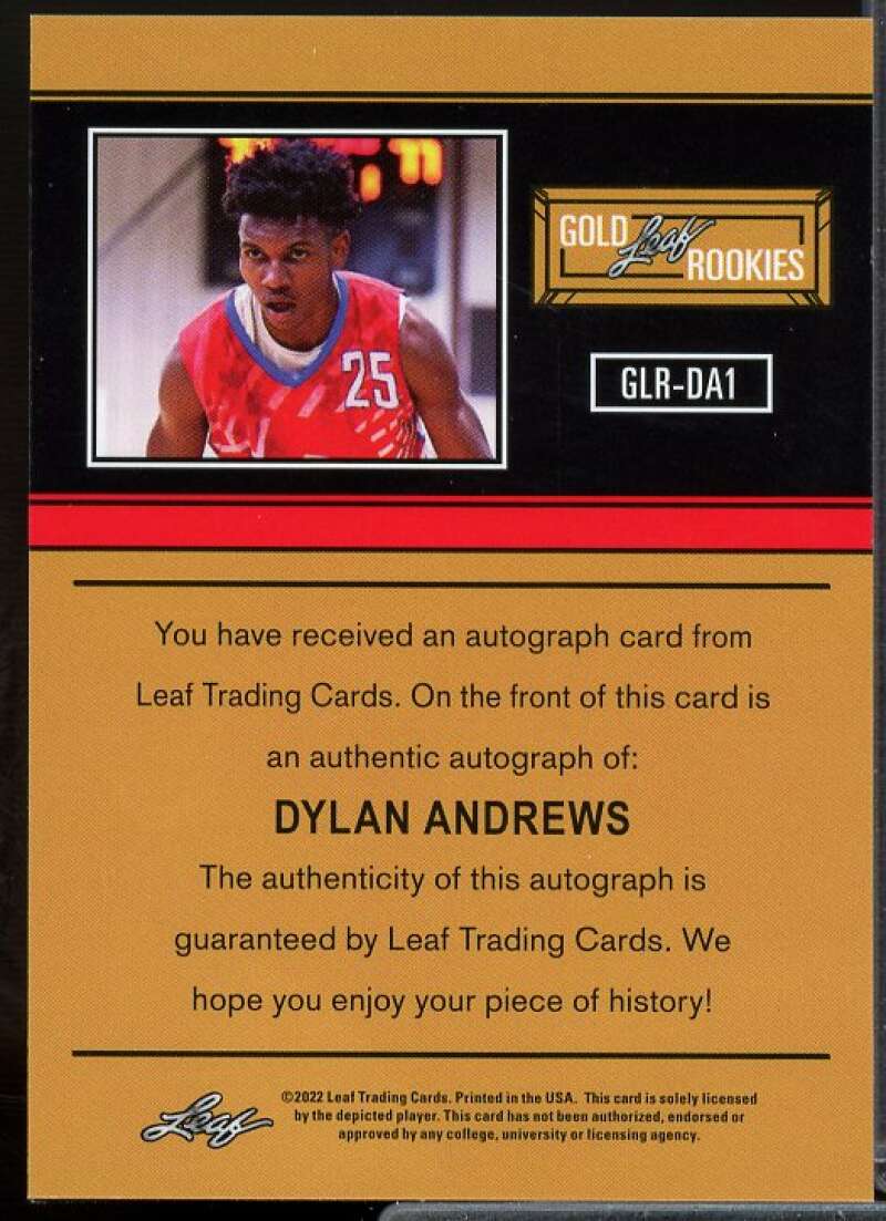 Dylan Andrews Rookie Card 2021-22 Leaf Memories '91 Bronze #GLRDA1  Image 2