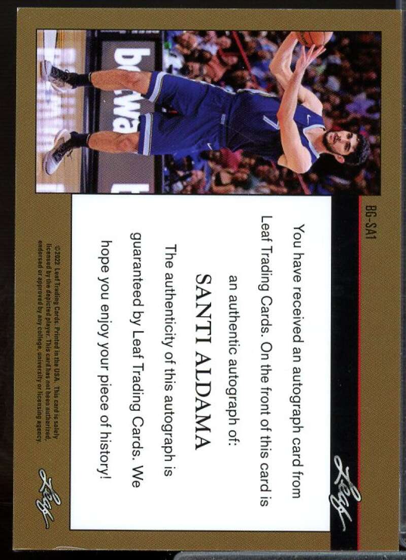 Santi Aldama Rookie Card 2021-22 Leaf Memories '92 Bronze #BGSA1  Image 2
