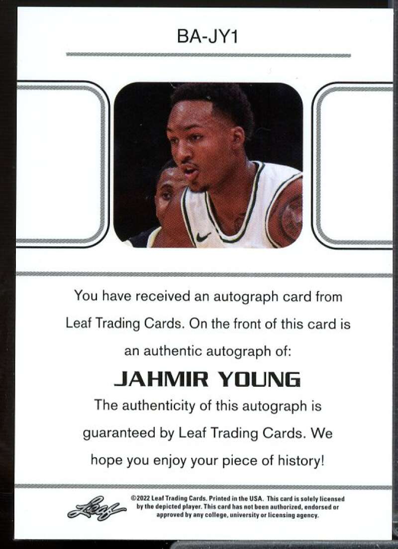 Jahmir Young Rookie Card 2021-22 Leaf Memories '90 Bronze #BAJY1  Image 2