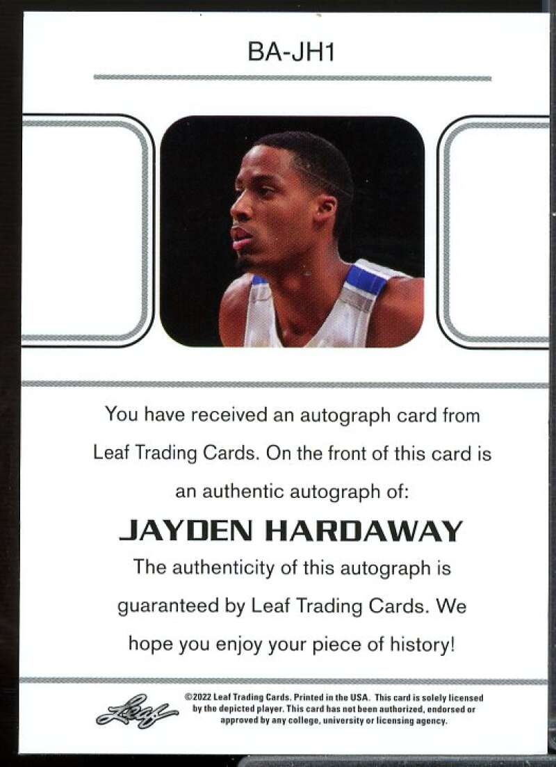 Jayden Hardaway Rookie Card 2021-22 Leaf Memories '90 Bronze #BAJH1  Image 2